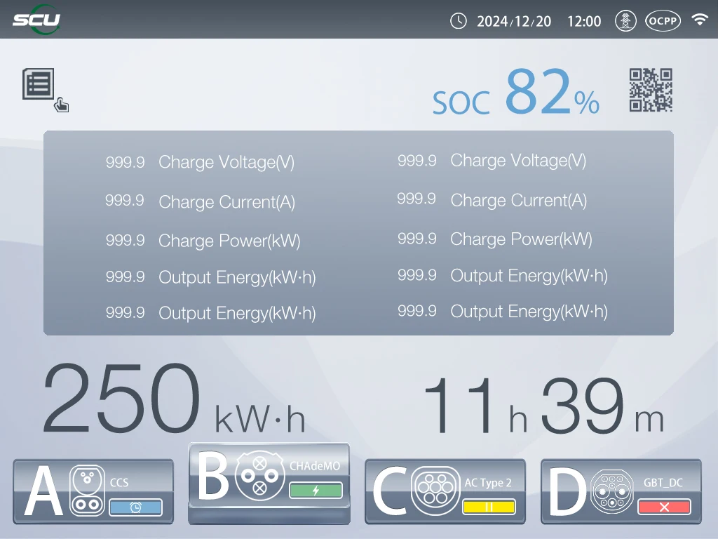 SCU CE Certification DC Fast 60kw 120kw 150kw 180kw EV Charging Station CCS2 Electric Car Charging Station for Public Charging