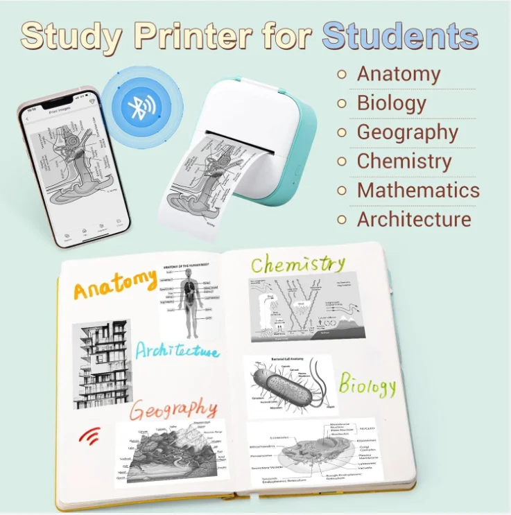 Phomemo T02 Inkless Mini Pocket Printer Print Photo Portable Thermal Mini Photo Printer Receipt