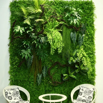 Cheap green color natural grass panel professional artificial green plant wall factory supplier indoor decor artificial plant w