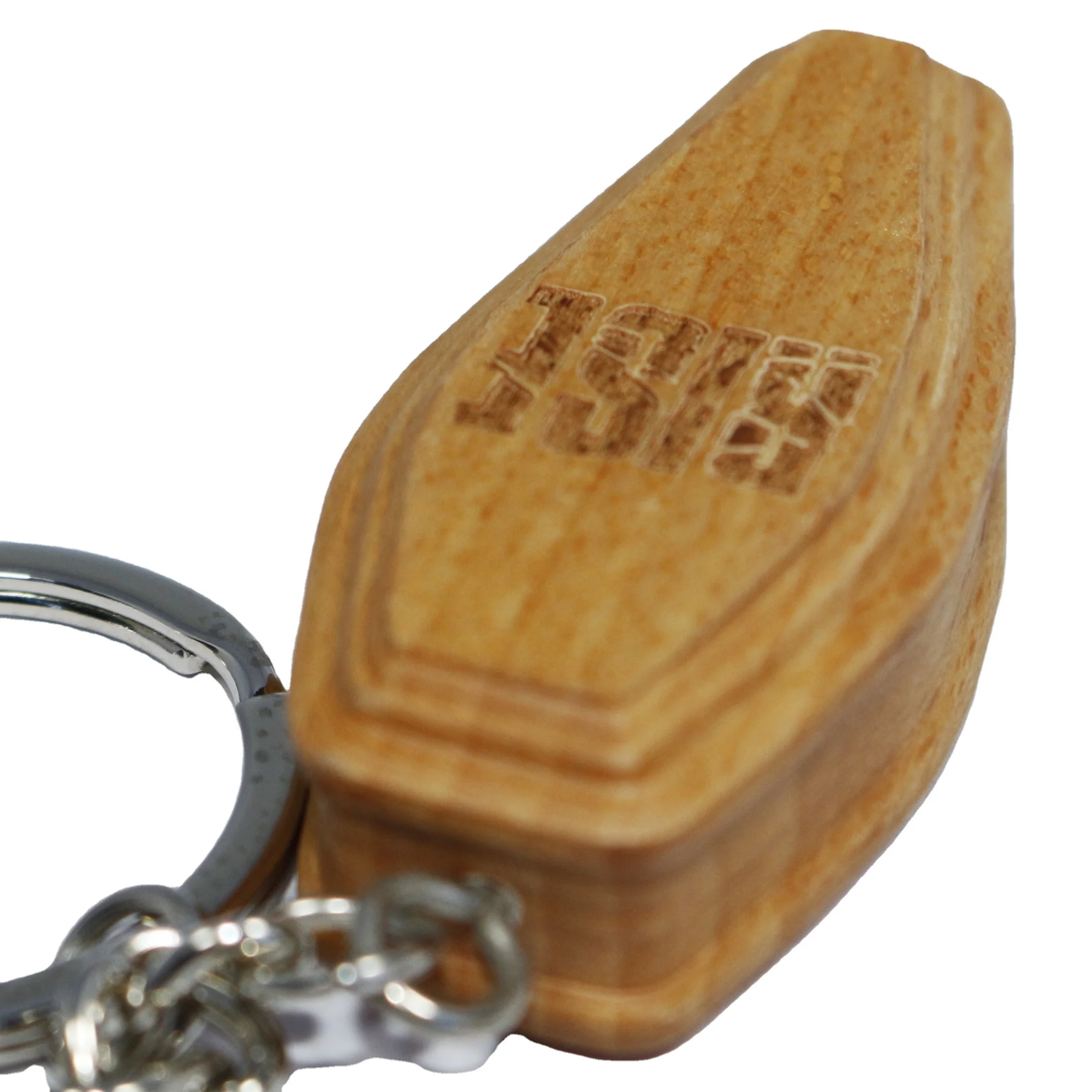 3d Custom Wooden Coffin Shape Key Chain with Engraved logo Wood Chain Keyring for Italy Market Funeral Souvenir Gift