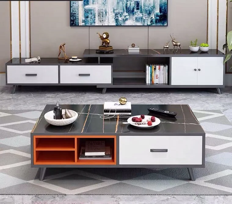 New Tempered Glass TV Table Simple Fashion TV Cabinet With Drawer