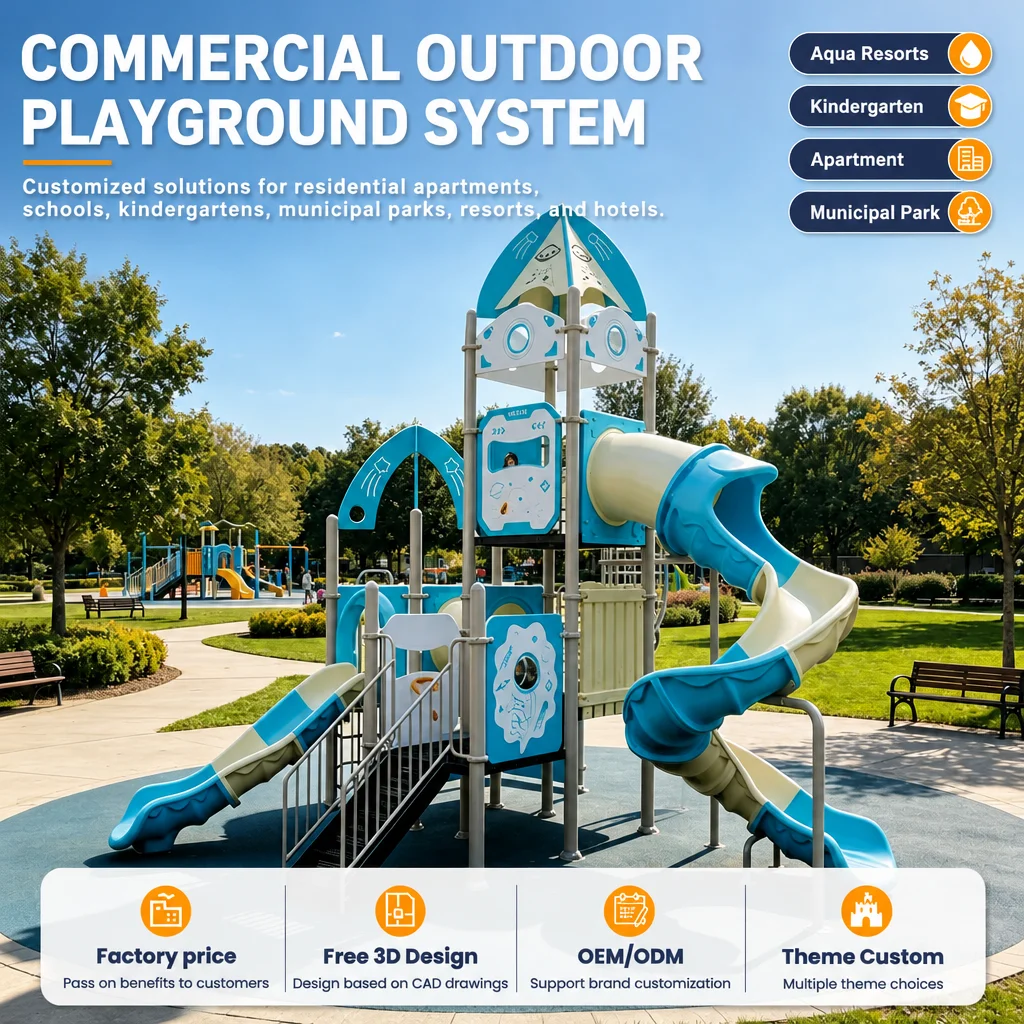 Commercial Outdoor Playground Equipment Kids Climbing Frame Slide Swing Set Galvanized Steel CE CPC Certified OEM Wholesale Safe