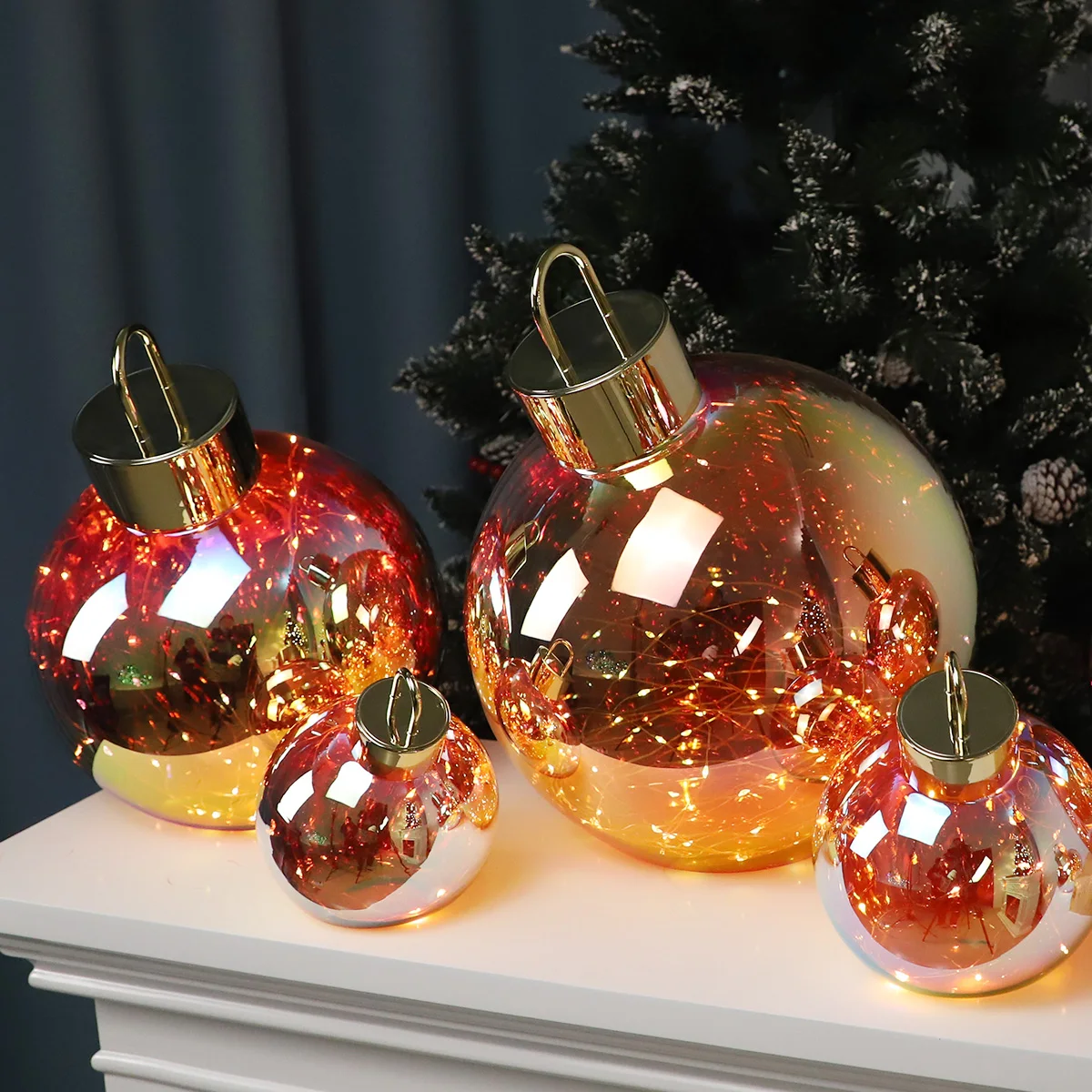 Commercial christmas decorations wholesale table Oversized Round Holiday Christmas Glass Ball Desktop Home decoration