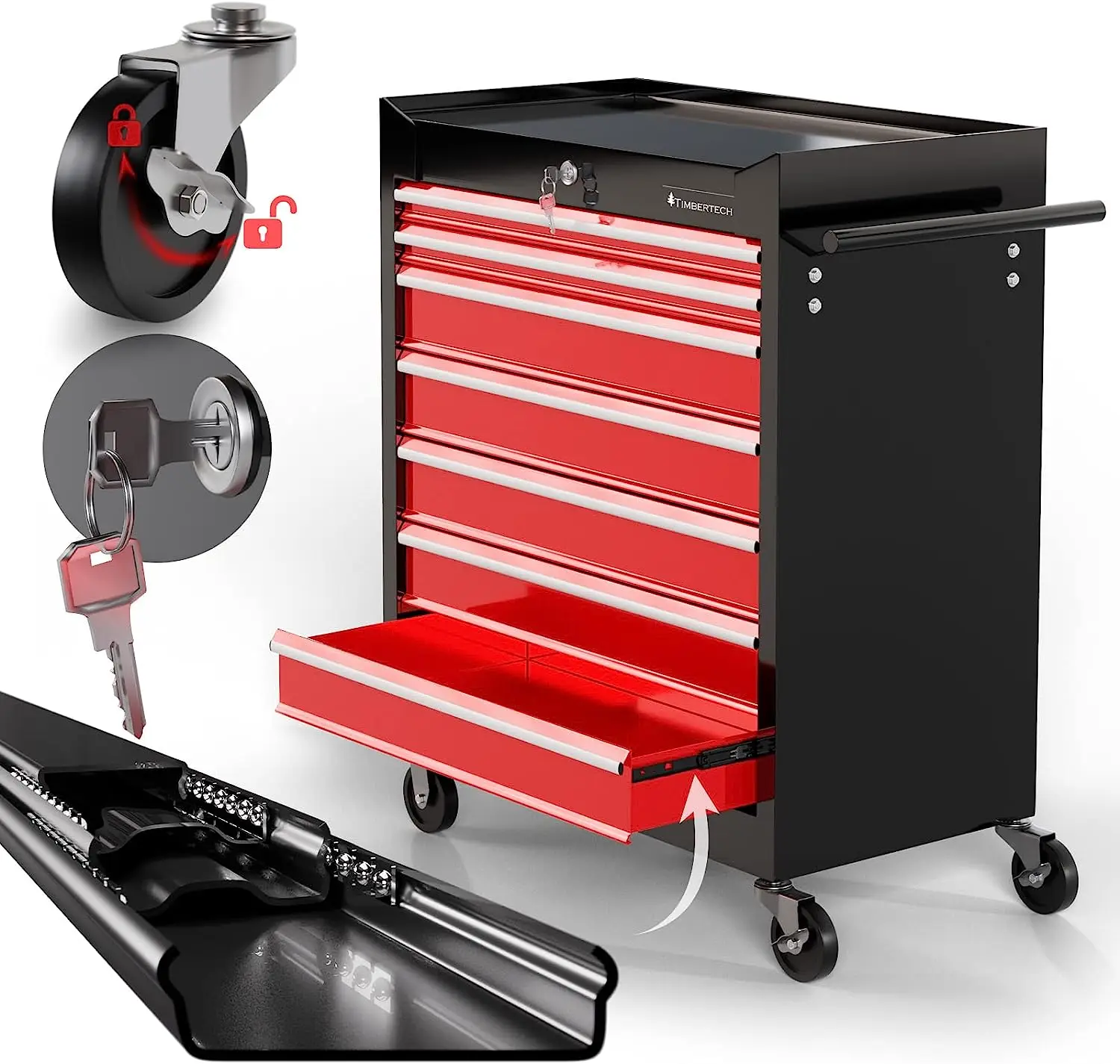 High Capacity 8-drawer Rolling Tool Chest With 4 Wheels Iron/steel ...