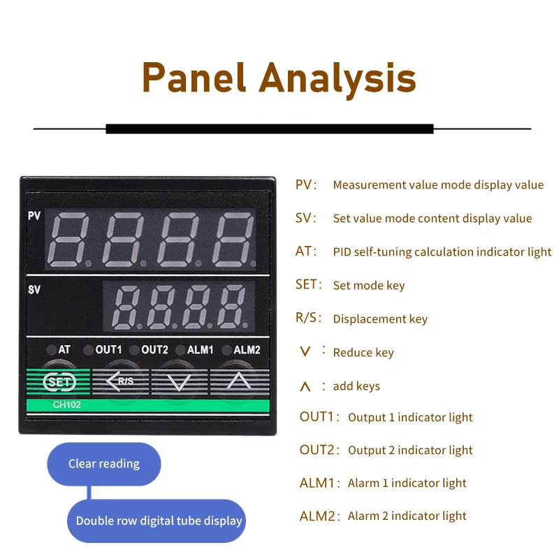 CH102 Digital PID Temperature Controller REX-C100 Thermostat + 40DA SSR Relay+ K Thermocouple 1m Probe RKC