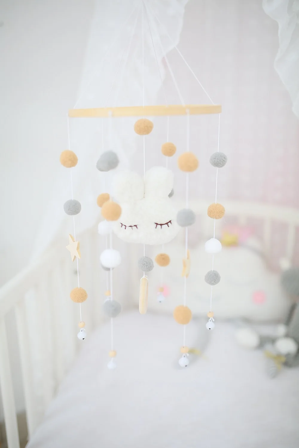 Модный дизайн в скандинавском стиле, украшение для детской комнаты, постельное белье в виде кролика, мобили с подвесками для кроватки