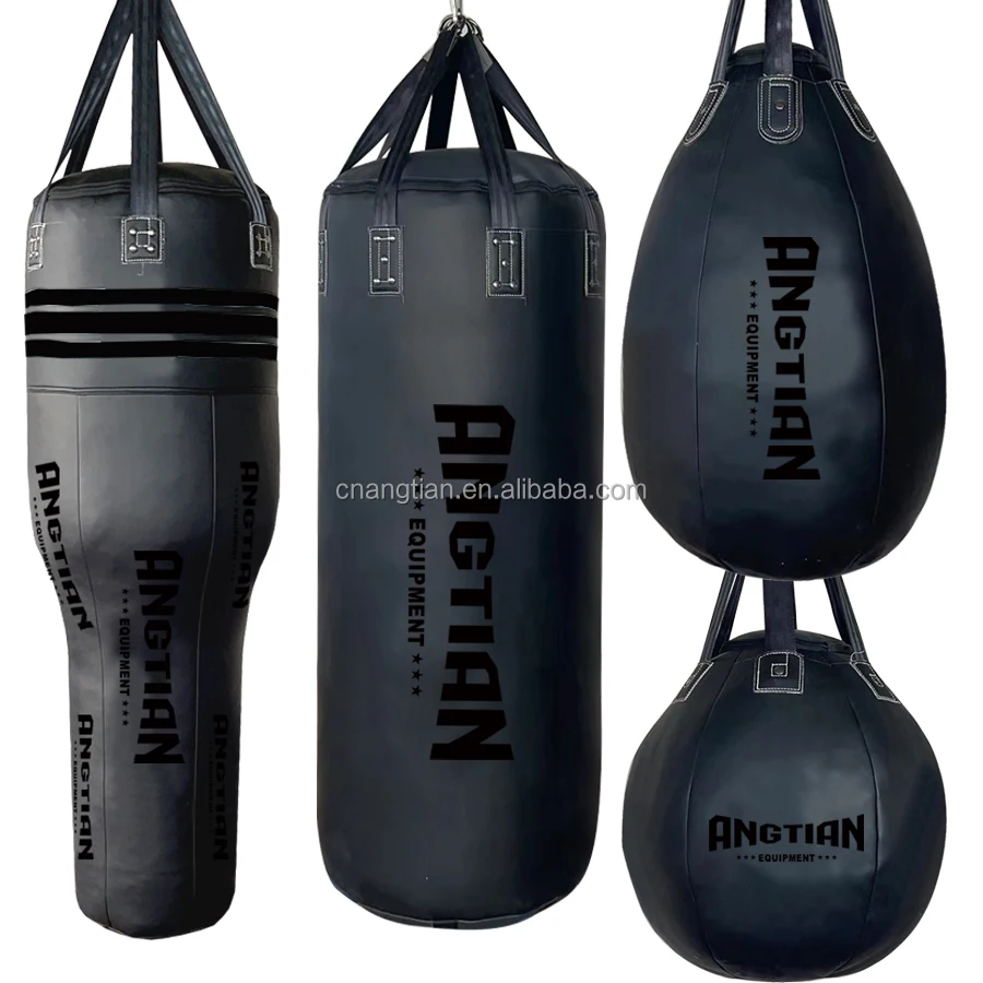 ANGTIAN Supplier High Quality Kick Boxing Bag Heavy Muay Thai Bags  Microfiber Leather Sandbag MMA