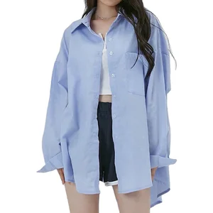 Custom High Quality Oversize Loose Casual Shirt Women Korean Fashion Wind Lazy  Long Sleeve Blouse