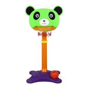 Portable Kids Basketball Hoop Stand Bear Type with Adjustable PE Backboard and Rim Includes Net Accessory