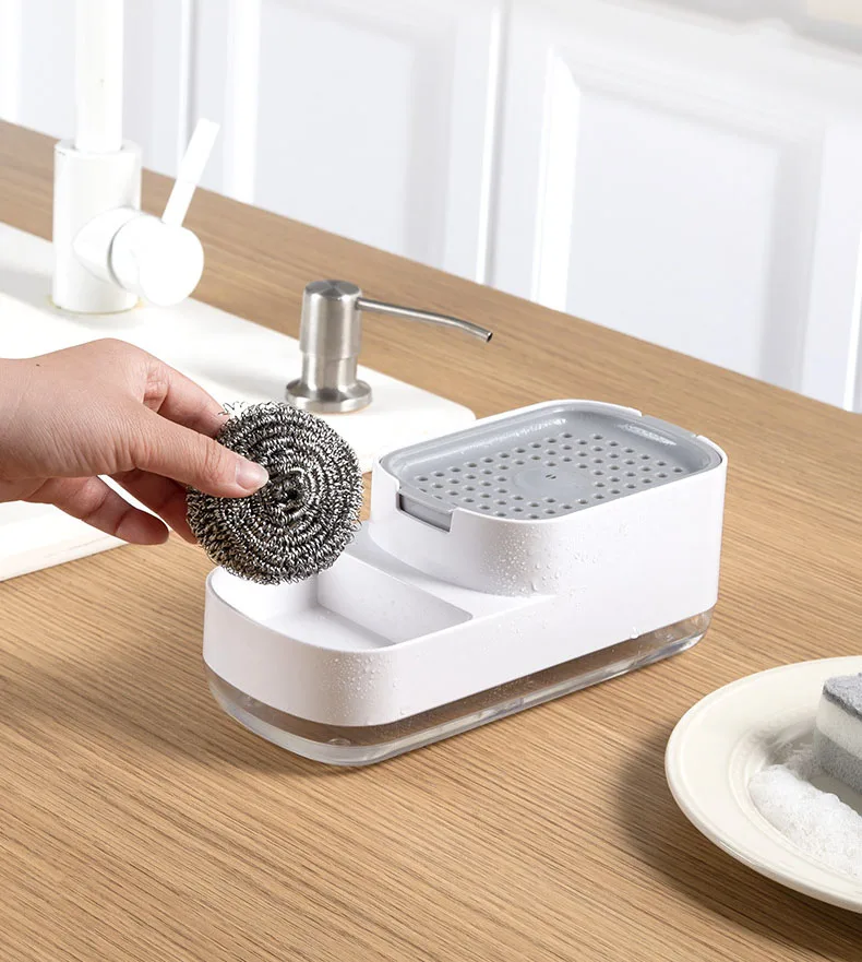 Upgraded kitchen press type manual soap box Dishwashing liquid dispenser storage box sponge soap box press type details