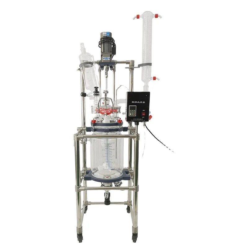 Glass Reaction Vessel Spherical Chemical Synthetic 50l Reactor Cooling Jacket Glass Liter Reactor Set With Chiller Heater