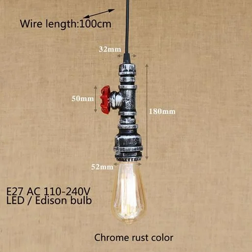 Промышленная водопроводная труба в стиле стимпанк, металлический винтажный подвесной светильник 110 В/220 В