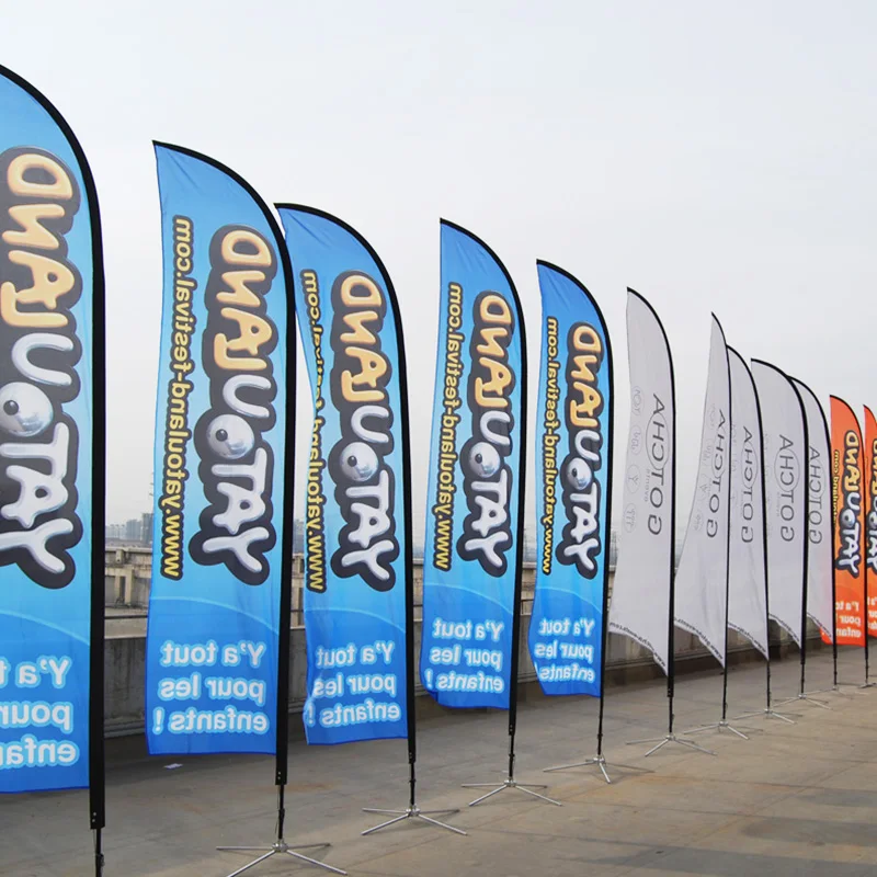 Advertising Bali Bow Sail Custom Printing Dye Sublimation Flying Banners Swooper Teardrop Feather Flag Banners Beach Flags