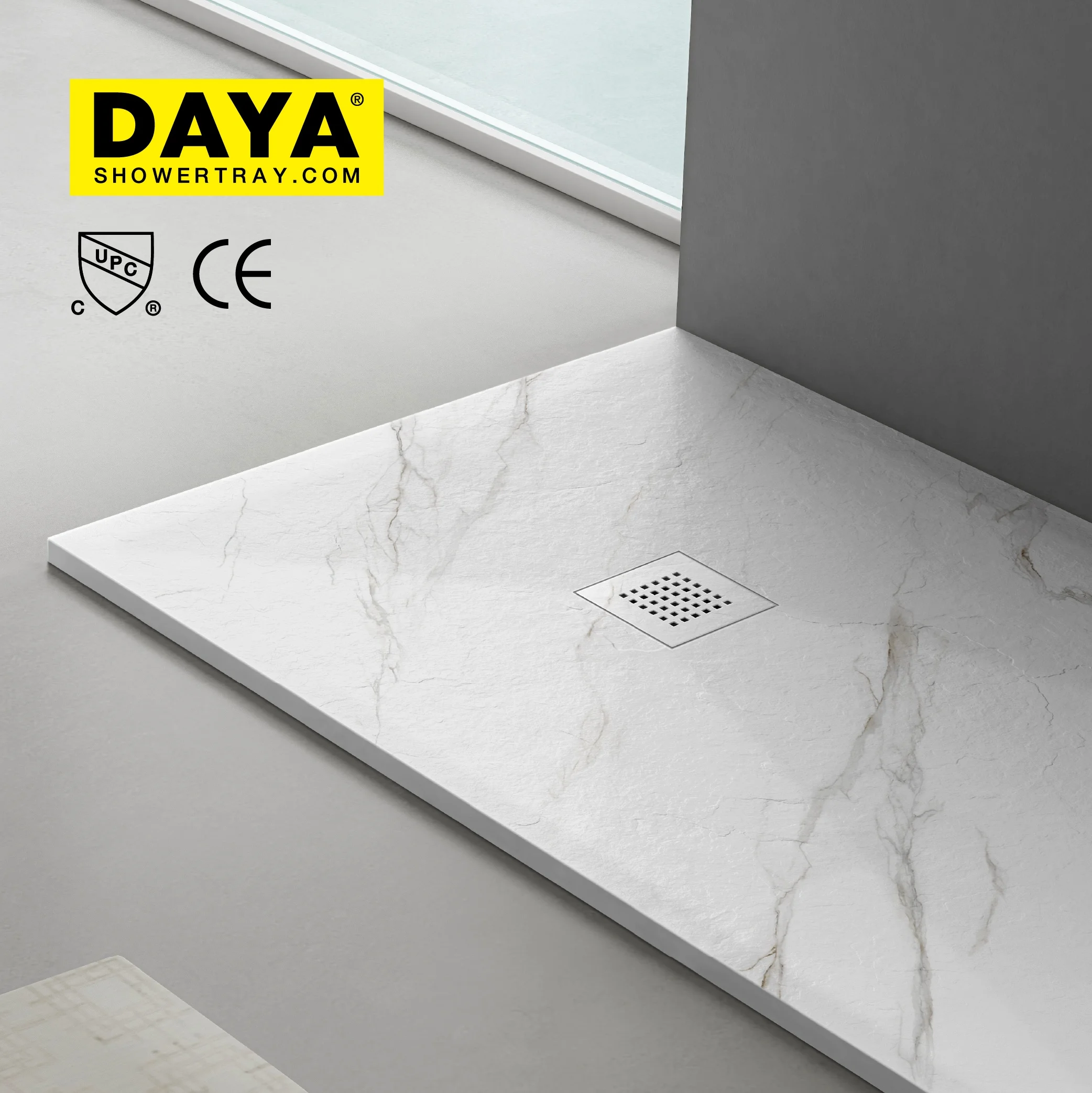 Easy Cleaning Antislip Tray Base Shower Pan Granite Marble European Design square White Shower Tray