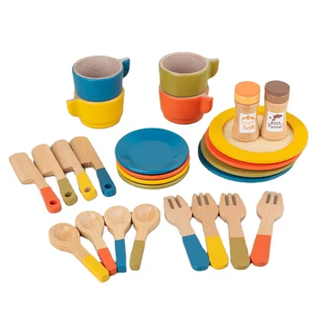 Afternoon tea set toys children's cake snacks tea set combination of girls gift play house wooden toys