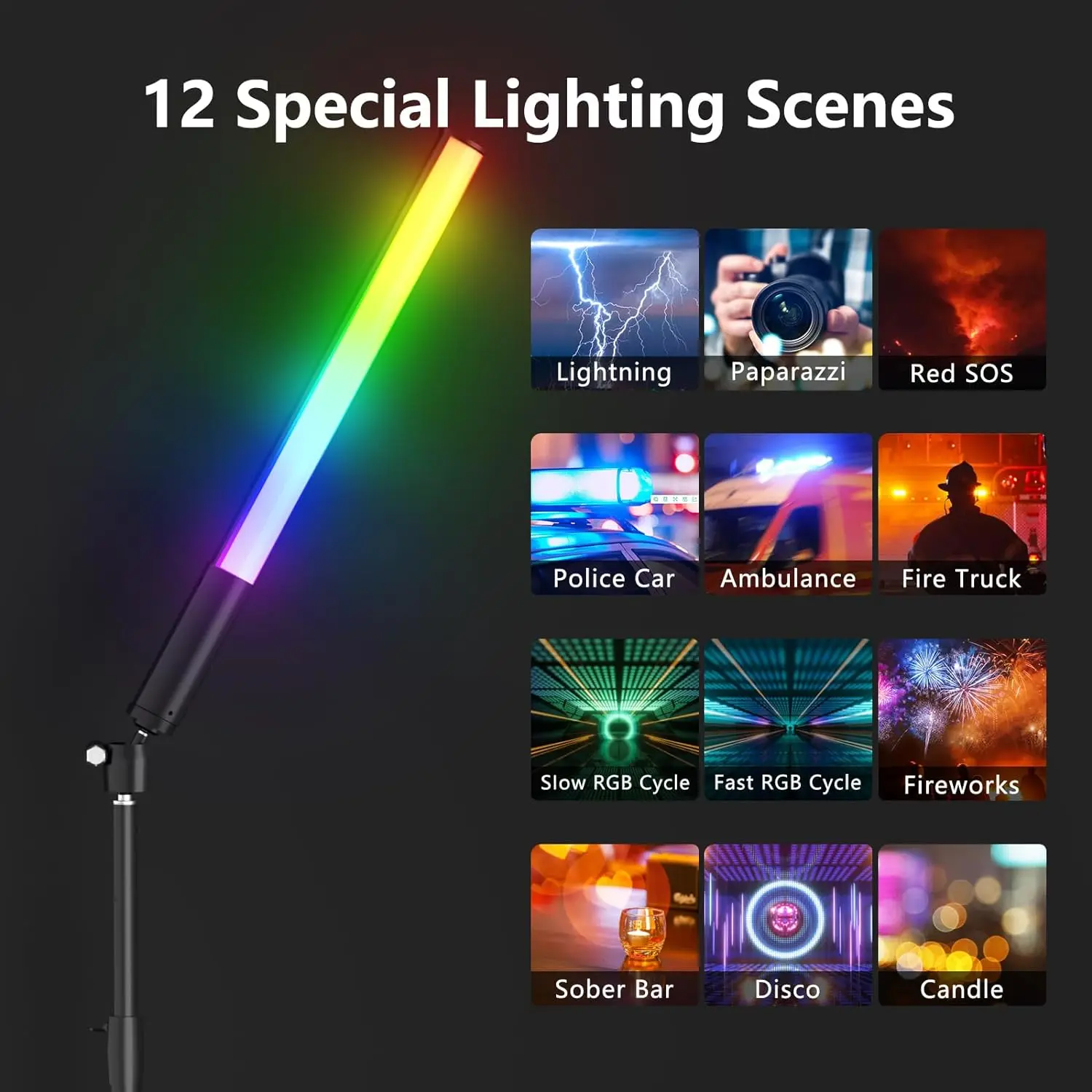 LED Stick Light 2600mAh Built-in Battery Plastic Portable Adjustable ...