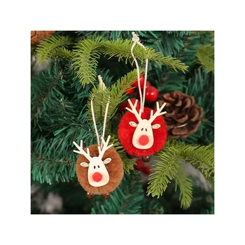 Factory Creative Christmas Tree Accessories Ornaments Straight Hair Elk Hairball Pendant Party Supplies