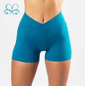 New Arrival Women's High Waisted Wrap V Waistband No Front Seam Workout Yoga Shorts