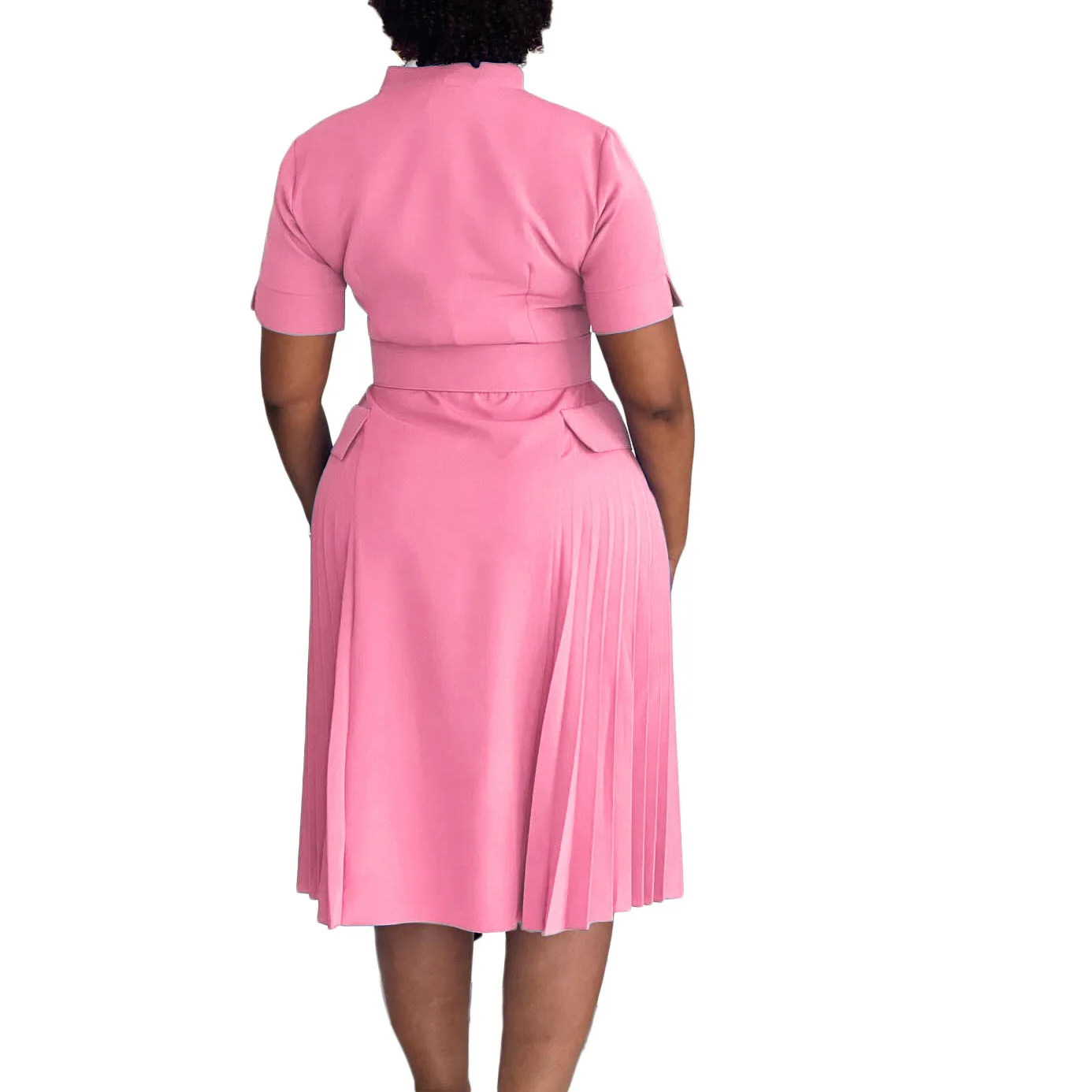 D584 Trendy Summer Dress Women Casual V-neck Solid Color Pleated Office  Lady Dress Elegant African Dresses for Women Clothing| Alibaba.com
