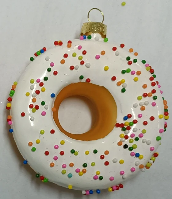 Wholesale Custom Cute Simulated Donuts Glass  Christmas Tree Decorative Hanging Pendant High Quality Hand Painted Food factory