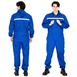 Wholesale Custom Men Work Coverall High Visibility Reflective Overalls Mechanics Workwear Jumpsuit with Pockets