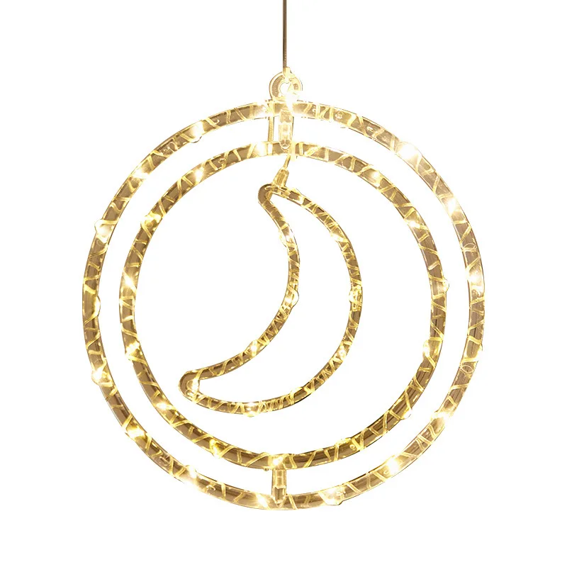 Creative Rotating Atmosphere Decorative Lights LED Stars and Moon Interlocking Christmas Tree Bark String Decorative Lights