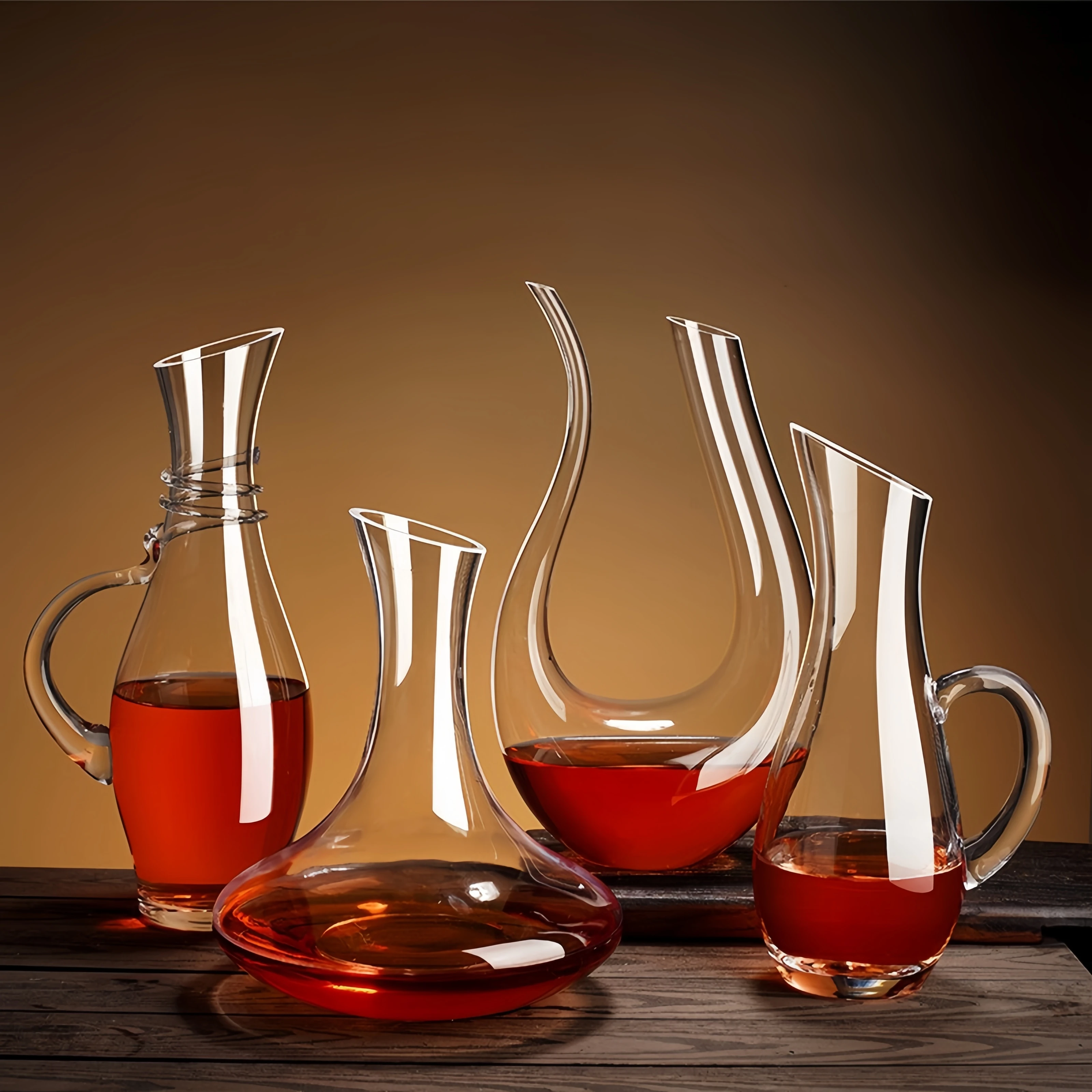 European-Style Lead-Free Crystal Decanter Set Modern U-Shaped Wine Jug with Clear Glass for Whiskey or Whisky Wine Suit Gift