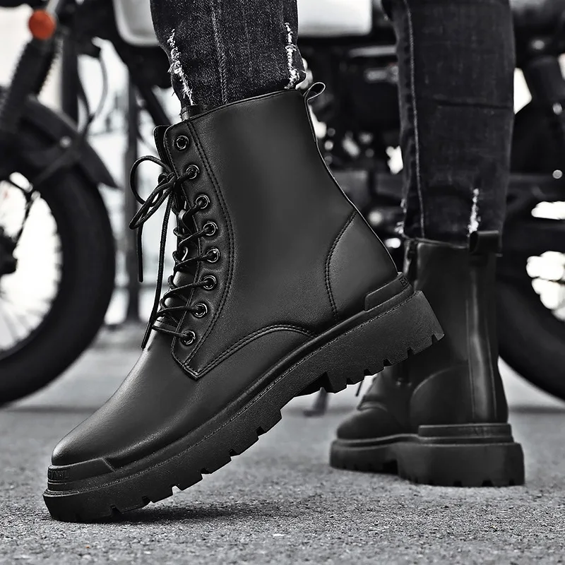 【関税&送料込】V° 73 Boots Black Mens High Top Leather Shoes Black Workwear Motorcycle Non