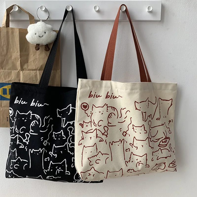 Art Design Lovely Animal Hand-painted Single Shoulder Bag Schoolbag  Literature And Art Retro Large Capacity Canvas Bag - Buy Single Shoulder Bag ,Canvas Bag,Women Handbags Ladies Hand Bags Product on 