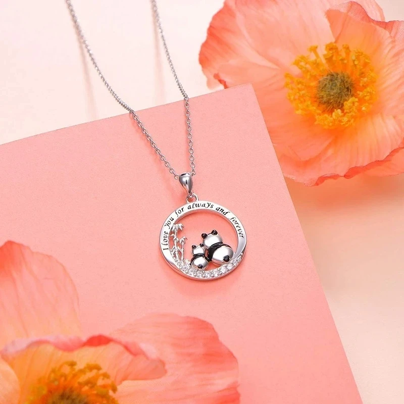 Collana Con Ciondolo Panda Carino, Madre E Bambino, In Lega, 45+5 Cm, Per Donna, Mamma, Figlia