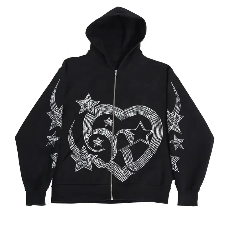 Custom Fleece Rhinestone Men's Hoodies & Sweatshirts Jackets Full Body