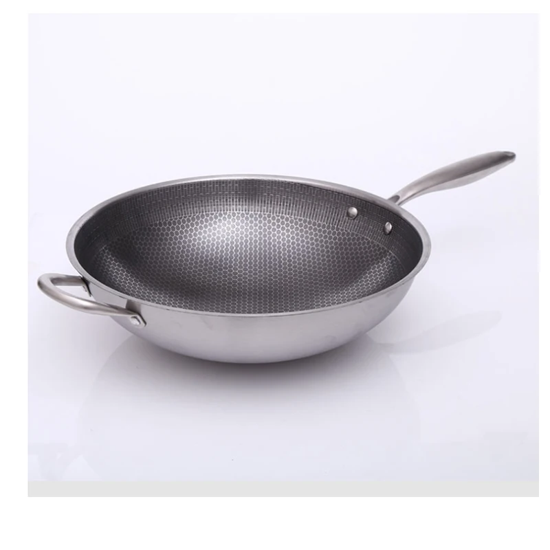 Chinese Frying Pan-32cm Non-Stick Stainless Steel Frying Cookware Multi-Function 