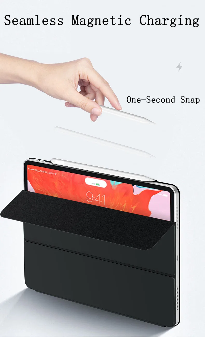 product laudtec magnetic triple layer rugged shell pu leather anti slip shockproof  case for samsung galaxy tab a11  black-5