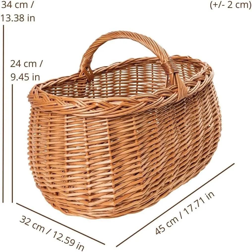 JY Creative Home Large Wicker Picnic Basket with Handle Shopping Basket Braided Holiday Empty Gift Willow Basket With Handle