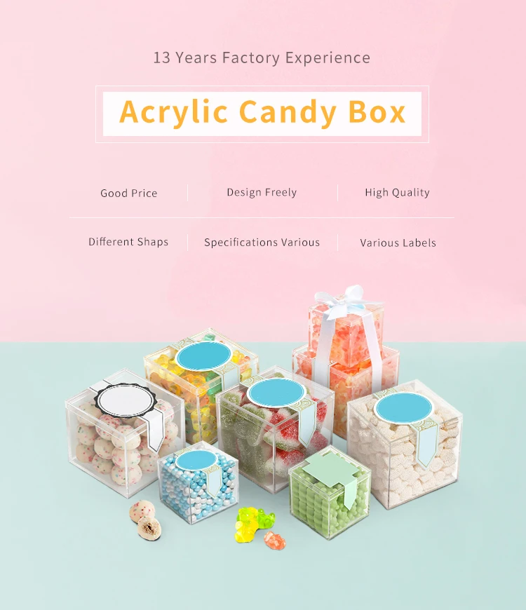 Square Acrylic Box Candy Favor Cube Customize Mold Injectioned Acrylic ...