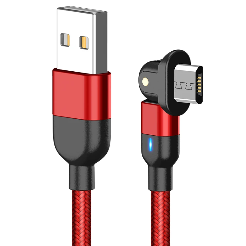 Оптовая продажа вращающийся на 180 градусов Micro USB кабель для передачи данных мобильного телефона USB-кабель быстрой зарядки нейлоновый