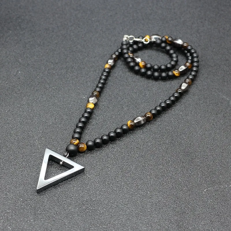 Men's Precious Stone Necklace 6mm Matte 