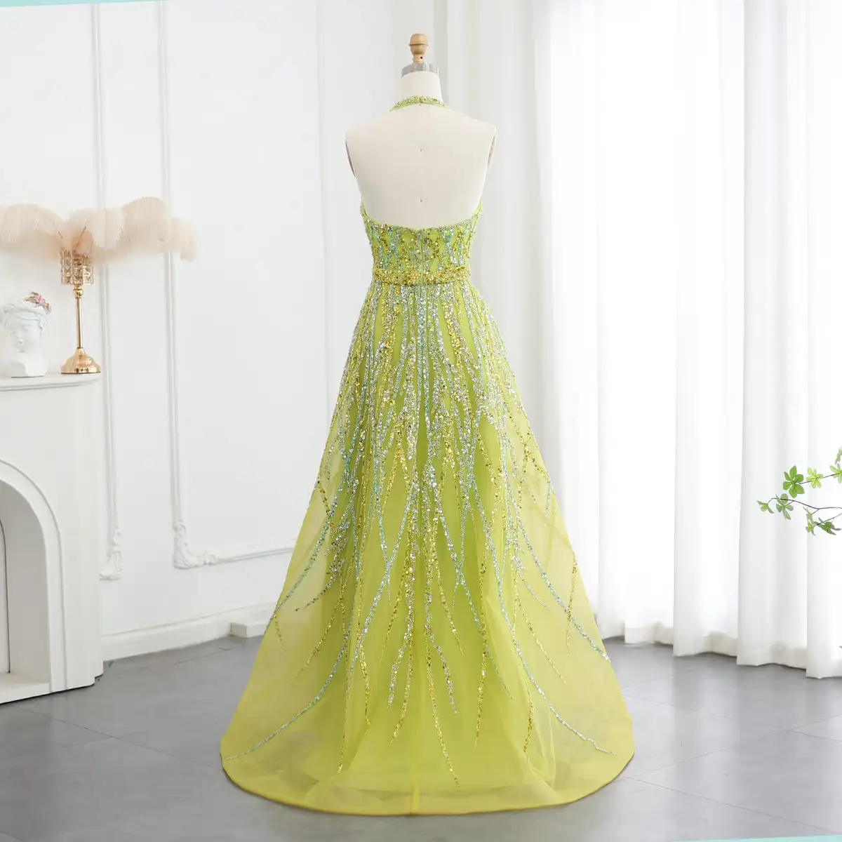 lemon green wedding dresses Floral-Print Lemon Yellow Long Prom Dress Lemon / 2