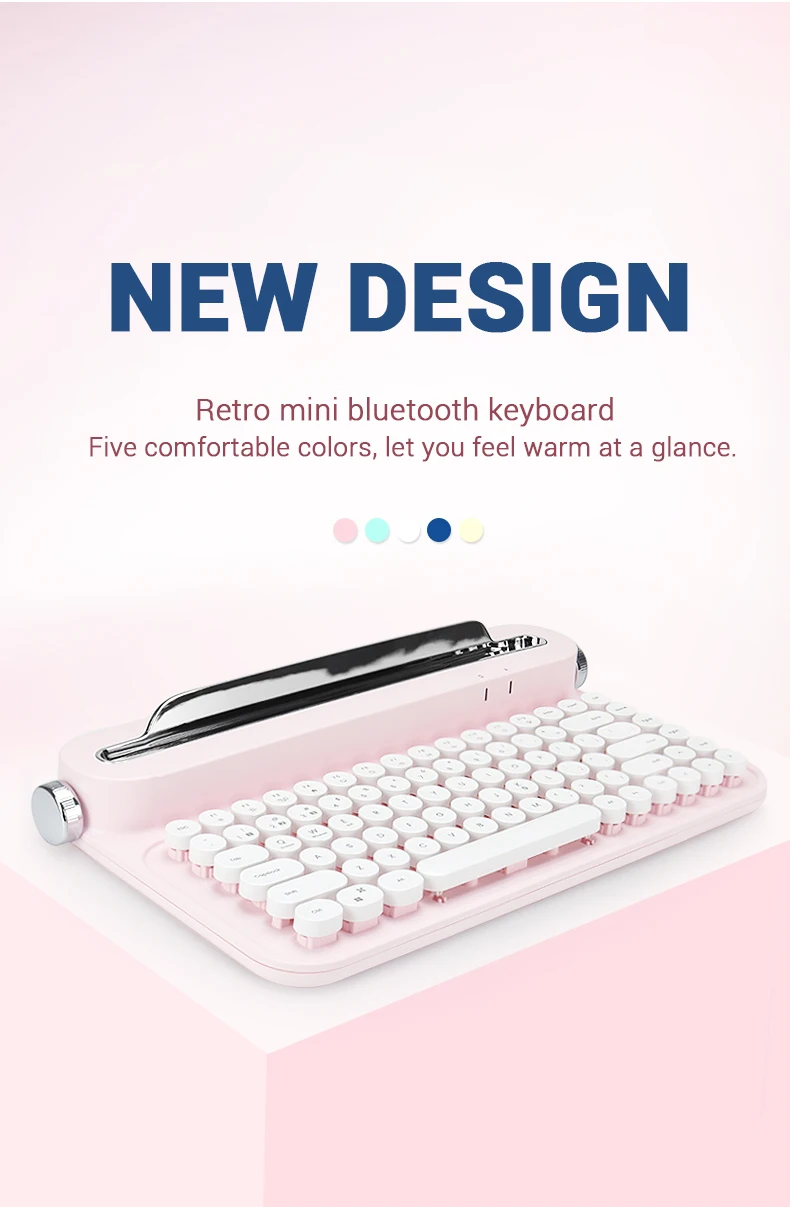 Retro Punk Wireless Typewriter Keyboard With Round Keys Best Tablet