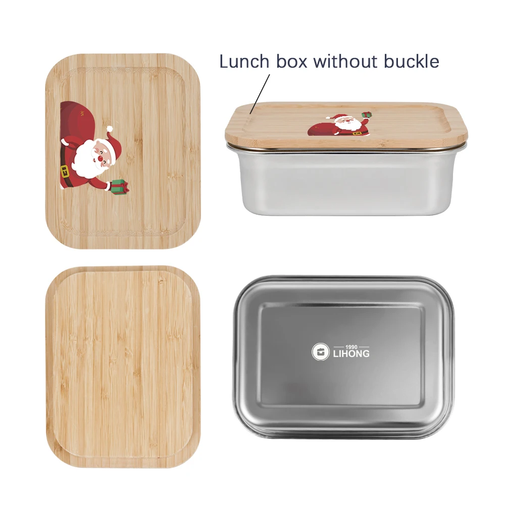Baming New Product Custom UV Printing Pattern Design Stainless Steel Bento Lunch Box with Buckle Can Microwave Heating