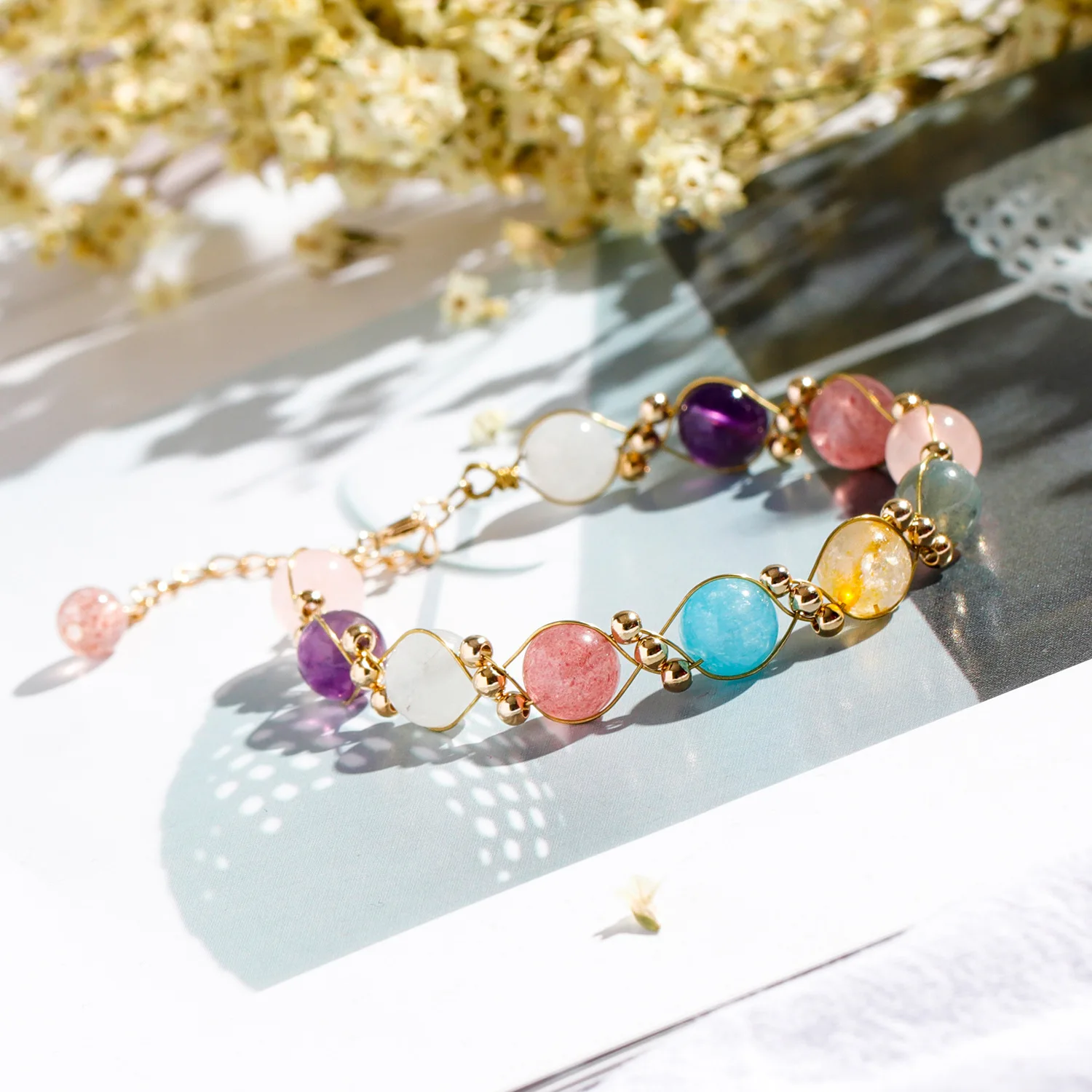 OPVYAEU bracciali donna, bracciale donna acciaio, Cristalli bracciali donna, Hobo, Braccialetti di perline multistrato per ragazze, mamme, fidanzate, amanti(rosso
