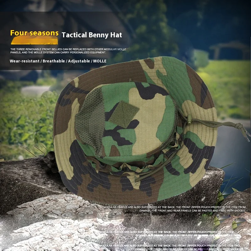 Outdoor Camouflage Penny Tactical Round-brimmed Summer Mountaineering And Sunscreen Fisherman Hat Set With Ice Silk Mask_voghion.com