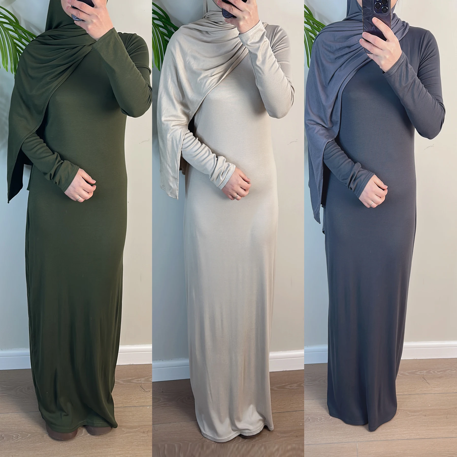 Oem Eid Ramandan Cotton Spandex Bodycon Inner Dress Abaya Women
