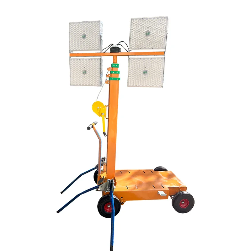 2024 New 4M 5M 6M Manual Lifting Rod Lamp Tower 4000 Watt  LED Light Towers for Outdoor Night Lighting