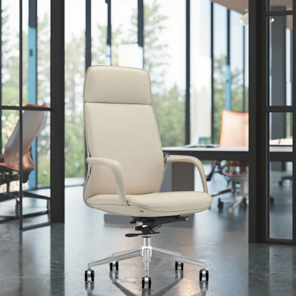 Leather Executive Managers Chair Double Plywood Core Butterfly Mechanism Commercial Grade 4