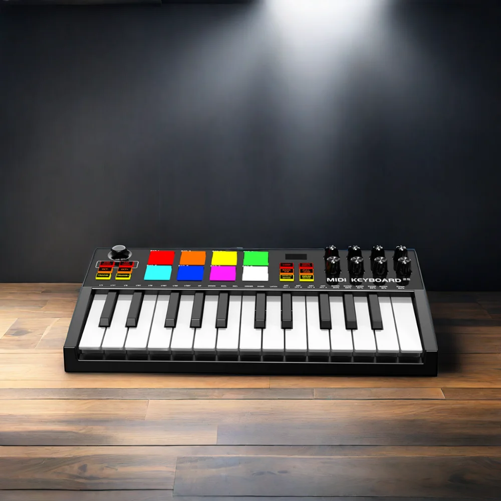 Лидер продаж профессиональный мини 25 Midi контроллер клавиатуры с 8 Rgb подсветкой барабанные колодки ручек