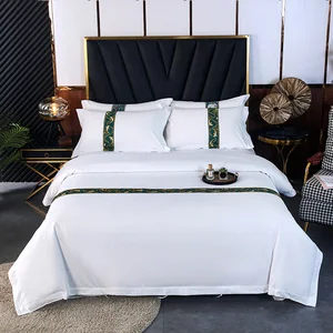 5-Star Hotel Quality 100% Egyptian Cotton Sateen Drap De Lit Bedding Set-4pcs White Bed Sheets Queen Sizes Woven Technique