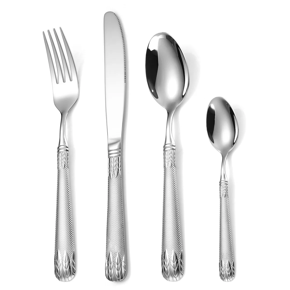 New Gold Flatware Set Embossed Handle 304 Knife Fork Spoon Silverware Stainless Steel Gold Cutlery Set for Wedding