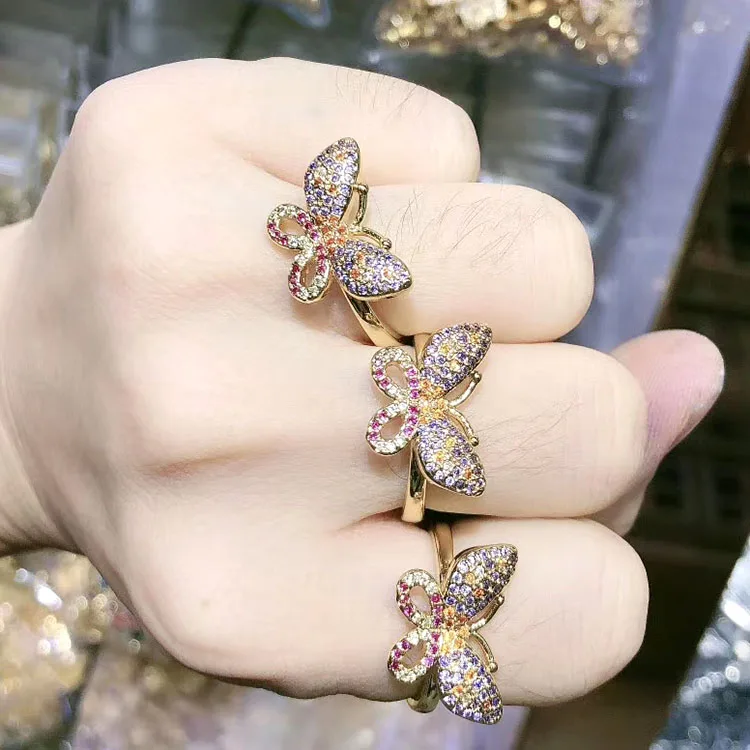 RM1117 Dainty CZ Micro Pave Butterfly Rings for Women
