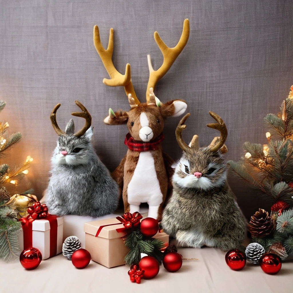 Unisex Realistic Rabbit Statue with Deer Antlers - Novelty Gift
